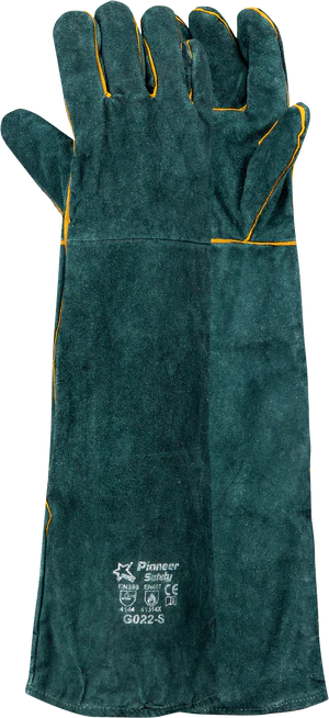Leather Premium Green Lined - Double Gauntlet